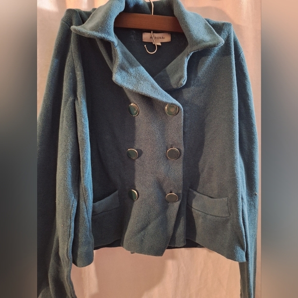 Merona Teal Double-Breasted Pea Coat - Picture 2 of 7